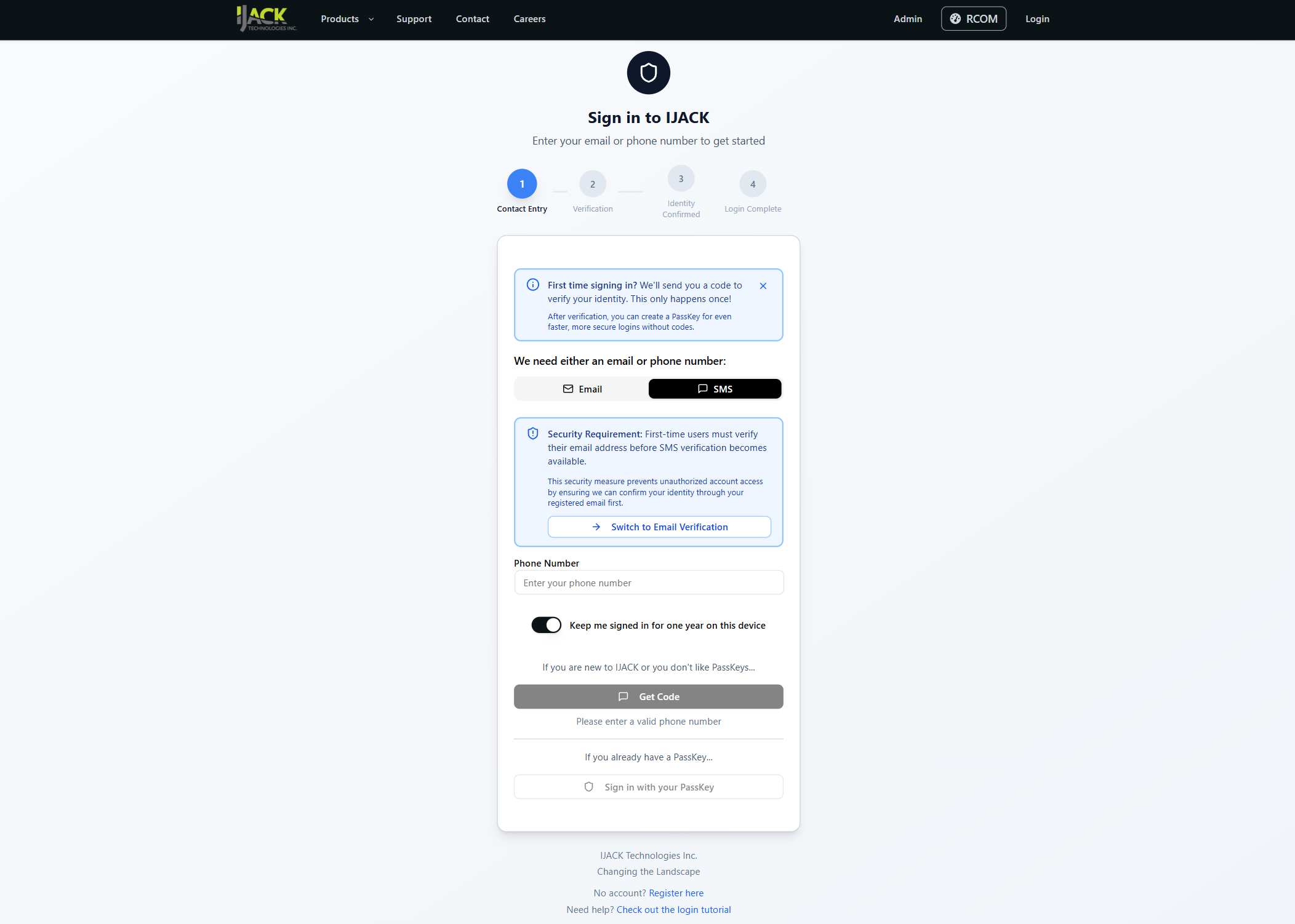 SMS waarschuwing tijdens Hidden Jack login